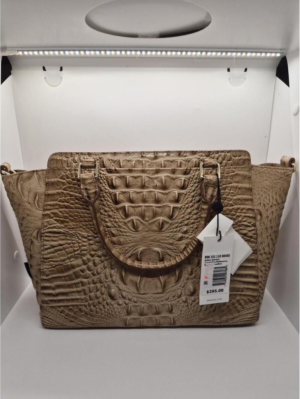 Brahmin Robin Satchel Travertine Melbourne Genuine Leather Bag NWT